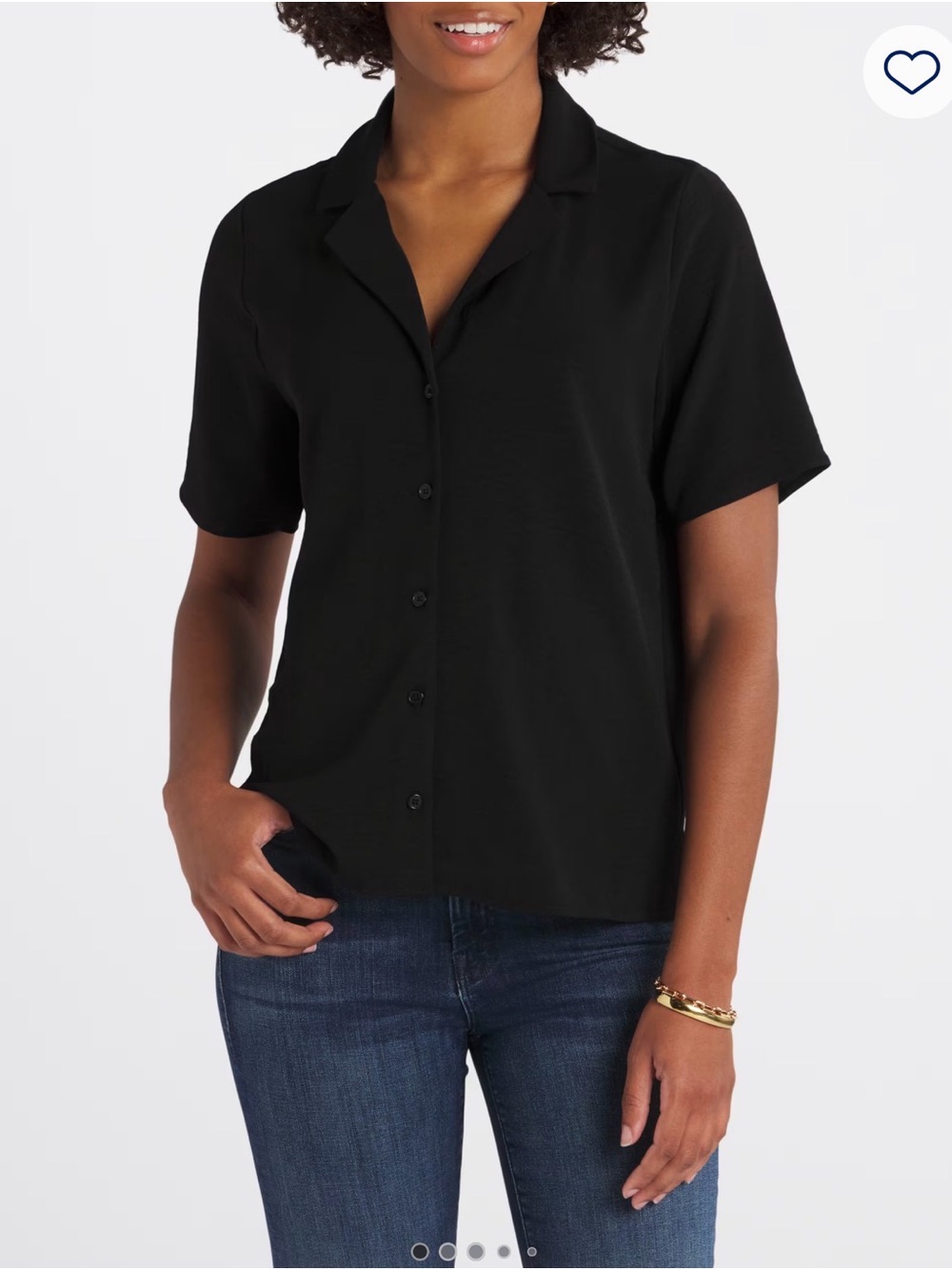 nine britton Bernie Button Down Blouse Black Size Large